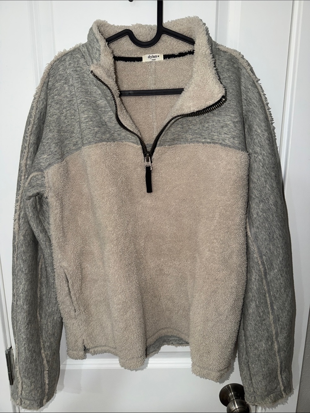 dylan Two-Tone Gray/Taupe Sherpa Half-Zip Pullover